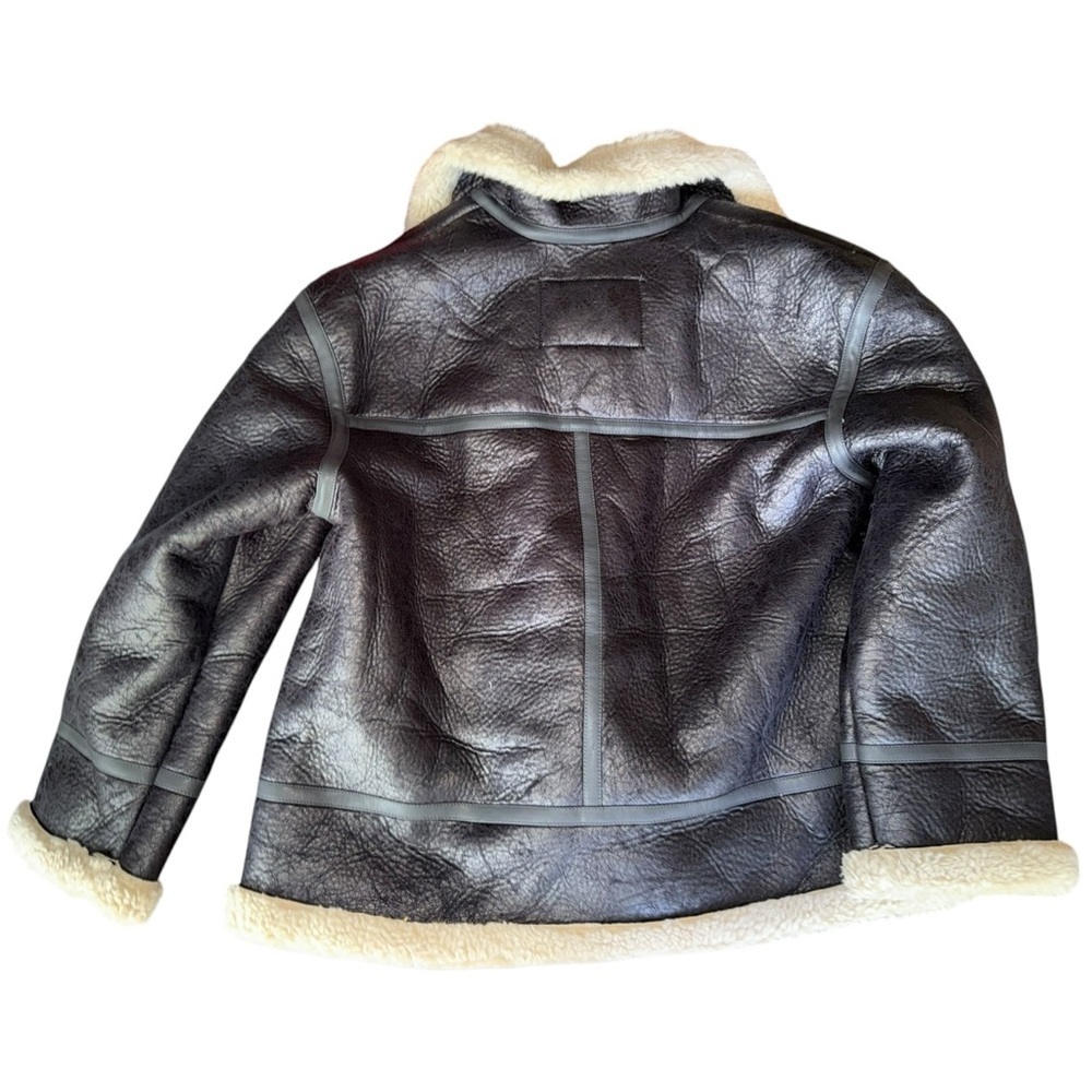 American Eagle AE Oversized Vegan Shearling Moto Jacket Black XL - Picture 12 of 16